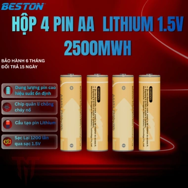 Hộp 4 Pin sạc 2A 1.5V Lithium Beston AA 3.600mWh (2AN-100) - Pin đồ chơi, karaoke, máy ảnh 189.000₫ 10