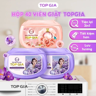 Hộp 40 viên giặt xả 3in1 Lavender & Hoa Hồng, sạch sâu thơm 72h, chỉ 55.000đ