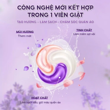 Hộp 40 viên giặt xả 3in1 Lavender & Hoa Hồng, sạch sâu thơm 72h, chỉ 55.000đ 4 Hộp 40 viên giặt xả 3in1 Lavender & Hoa Hồng, sạch sâu thơm 72h, chỉ 55.000đ 4