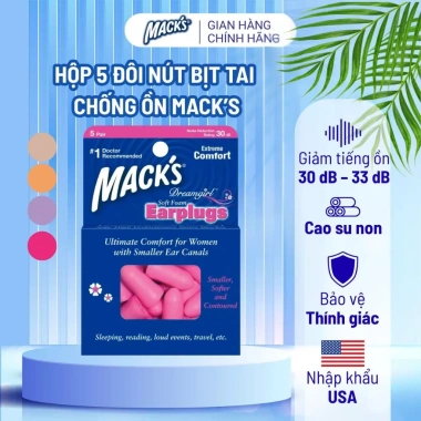 Hộp 5 Đôi Nút Bịt Tai Chống Ồn Mack's Nhập Khẩu Mỹ - Giá 159.000 VNĐ Giảm 20%