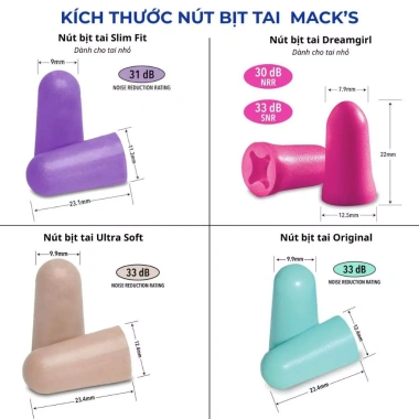 Hộp 5 Đôi Nút Bịt Tai Chống Ồn Mack's Nhập Khẩu Mỹ - Giá 159.000 VNĐ Giảm 20% 8
