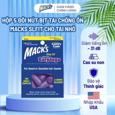 Hộp 5 Đôi Nút Bịt Tai Chống Ồn Macks SLFIT - Nhỏ Gọn, Giá chỉ 159.000đ (Giảm từ 198.750đ)