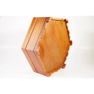 Hộp bánh kẹo Tết hình lục giác gỗ hương nắp kính thủ công cao cấp Làng Nghề Chuôn Ngọ giảm giá 299k