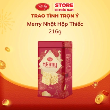 Hộp Bánh Tết Merry Nhật 216g - Hộp Thiếc Richy, giá ưu đãi 79.000₫ (101.120₫)