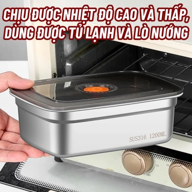 Hộp bảo quản thực phẩm inox 304 chống rỉ, nắp kín khít, không tràn, dùng cho lò nướng & tủ lạnh 3 Hộp bảo quản thực phẩm inox 304 chống rỉ, nắp kín khít, không tràn, dùng cho lò nướng & tủ lạnh 3