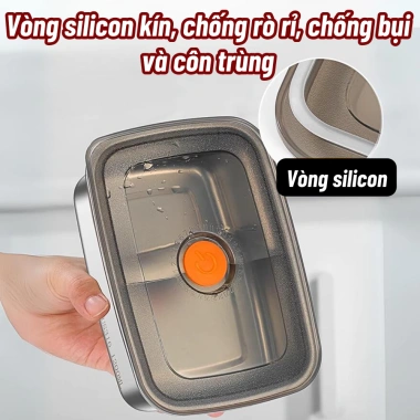 Hộp bảo quản thực phẩm inox 304 chống rỉ, nắp kín khít, không tràn, dùng cho lò nướng & tủ lạnh