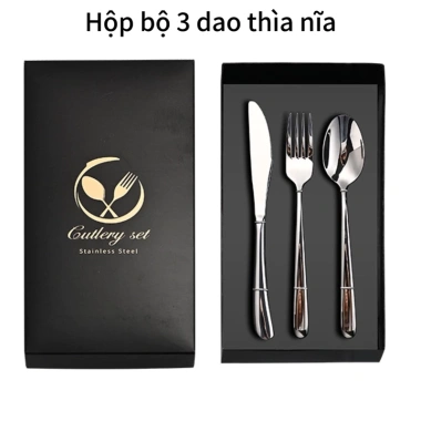Hộp bộ 3 dao thìa nĩa inox Nhật siêu dày cao cấp sang trọng, chỉ 130.000 VND
