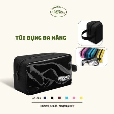 Hộp Bút Đa Năng Canvas Mi Midori - Đựng Viết & Mỹ Phẩm Nam Nữ, Quai Xách Du Lịch