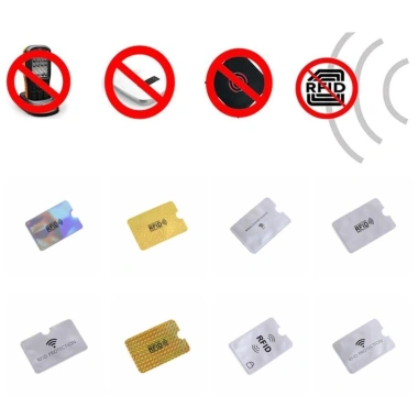 Hộp chặn NFC DYRUIDOJ 10 chiếc nhôm chống trộm, sạc lại RFID, bảo vệ thẻ ID 5
