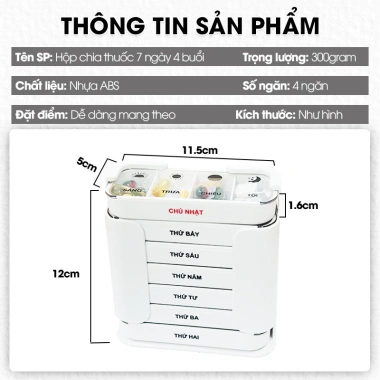 Hộp chia thuốc 7 ngày 4 buổi LADOHOME LH-2.039 nhựa ABS bền bỉ, an toàn, tiện dụng cho công việc và du lịch - Giá chỉ 55.000đ 2