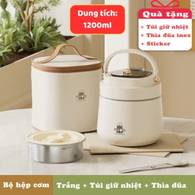 Hộp cơm giữ nhiệt Cà mèn Inox 304 Văn phòng, tặng túi & thìa đũa, giảm giá 390k 9 Hộp cơm giữ nhiệt Cà mèn Inox 304 Văn phòng, tặng túi & thìa đũa, giảm giá 390k 9