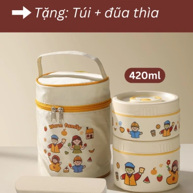 Hộp cơm giữ nhiệt Inox 304 lõi liền WARM FAMILY - Quay lò vi sóng, chống tràn, chỉ 80.000₫ 7