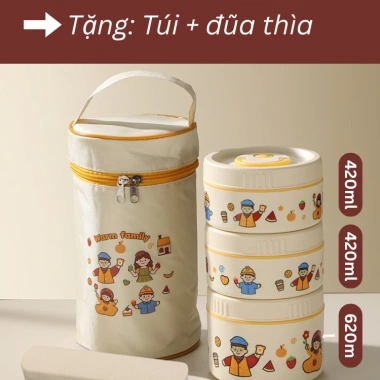 Hộp cơm giữ nhiệt Inox 304 lõi liền WARM FAMILY - Quay lò vi sóng, chống tràn, chỉ 80.000₫ 8