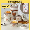 Hộp cơm giữ nhiệt Men Sứ Changhouse – Quay lò vi sóng, chống tràn canh, tặng sticker, chỉ 99.000₫