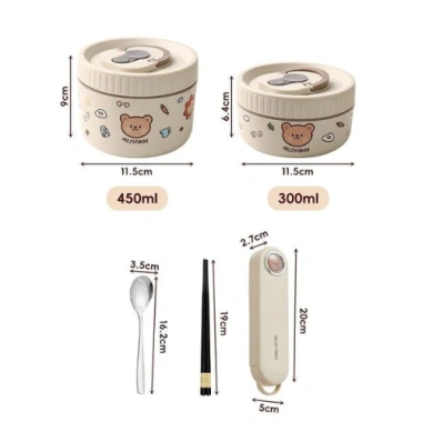 Hộp cơm giữ nhiệt Men Sứ Changhouse – Quay lò vi sóng, chống tràn canh, tặng sticker, chỉ 99.000₫