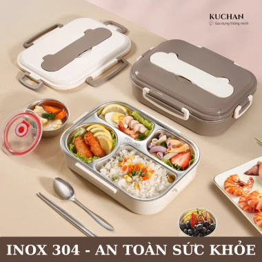 Hộp cơm giữ nhiệt Uchan SP07 inox 2-4 ngăn, quay lò vi sóng, khay cà mên - 199k 3