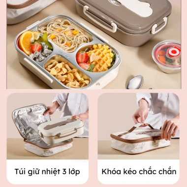 Hộp cơm giữ nhiệt Uchan SP07 inox 2-4 ngăn, quay lò vi sóng, khay cà mên - 199k 9