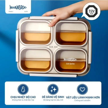 Hộp cơm trưa cách nhiệt thép không gỉ MISANBROO 316 Phần Lan - Siêu bền cho nhân viên văn phòng, giá ưu đãi 154.000đ 5