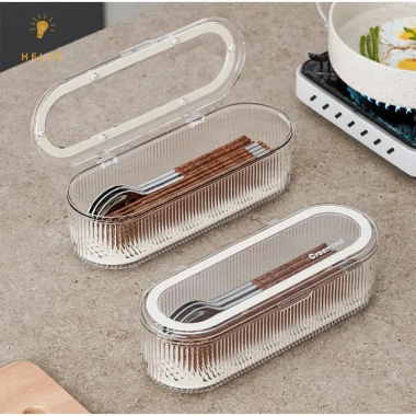 Hộp Đũa Chống Bụi - Nắp Trong Suốt, Bảo Quản Thìa Nĩa Dao Kéo cho Nhà Bếp & Nhà Hàng