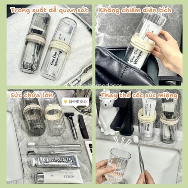 Hộp Đựng Bàn Chải Du Lịch & Cốc Đánh Răng PET Cao Cấp - Tiện Dụng, 49.000 VND