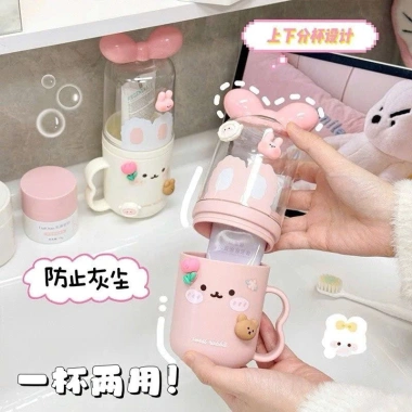 Hộp đựng bàn chải du lịch nắp đậy và cốc thỏ nơ dễ thương, giá 48,999₫