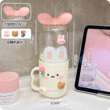 Hộp đựng bàn chải du lịch và cốc súc miệng gấu thỏ cute, sticker 3D, nơ nổi - 53.999đ 6