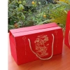 Hộp đựng bánh kẹo Tết mèo thần tài hoa hồng, có dây xách - Giá 59.000₫ 7