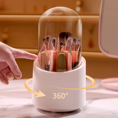 Hộp Đựng Cọ Trang Điểm 6 Ngăn Xoay 360 độ Nắp Đậy Chống Bụi - 53.000đ 4