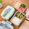 Hộp Đựng Cơm 3 Ngăn Lúa Mạch Giữ Nhiệt - Tặng Đũa Thìa Inox, Giá Chỉ 52.605₫