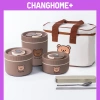 Hộp đựng cơm giữ nhiệt Inox 304 BEAR ChangHome+ 3 size 850/650/450ml chống tràn, dùng trong lò vi sóng - 85.000 VND