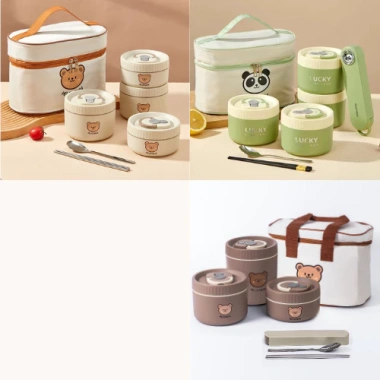 Hộp đựng cơm giữ nhiệt Inox 304 BEAR ChangHome+ 3 size 850/650/450ml chống tràn, dùng trong lò vi sóng - 85.000 VND