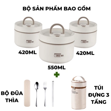 Hộp đựng cơm giữ nhiệt Lucky 3 tầng thép không gỉ 304 kèm túi Dễ mang văn phòng, giữ nóng lâu 9 Hộp đựng cơm giữ nhiệt Lucky 3 tầng thép không gỉ 304 kèm túi Dễ mang văn phòng, giữ nóng lâu 9