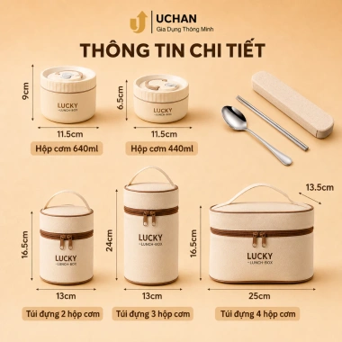 Hộp đựng cơm giữ nhiệt Lucky SP02 inox 304, chống tràn, chia ngăn - Giá 69.000₫