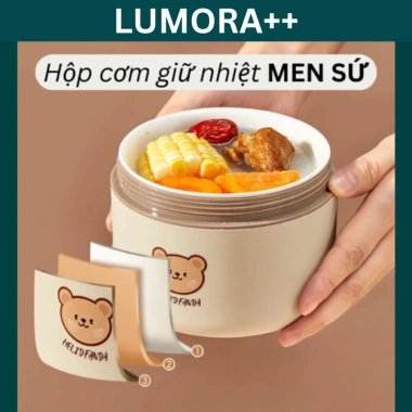 Hộp đựng cơm giữ nhiệt MEN SỨ Lumora++ an toàn, dùng trong lò vi sóng, chống tràn hiệu quả