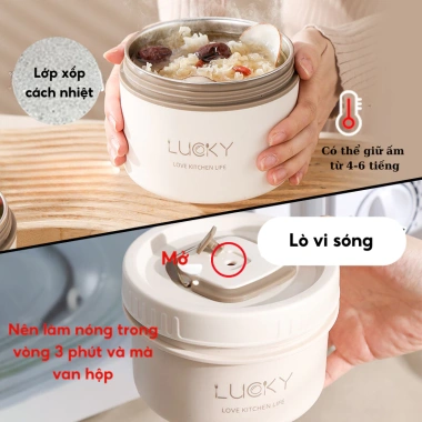 Hộp Đựng Cơm Lucky 3 Tầng Thép Không Gỉ Giữ Nhiệt Văn Phòng - Giá 153.000đ 4