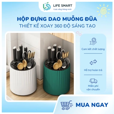 Hộp Đựng Dao Muỗng Đũa Đa Năng Xoay 360 độ Tiết Kiệm Không Gian Bếp Giá 55.000đ