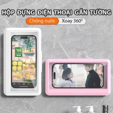 Hộp Đựng Điện Thoại Gắn Tường Xoay 360°, Chống Nước, Cảm Ứng Siêu Nhạy – Tắm, Nấu Ăn, Giá 49.000₫