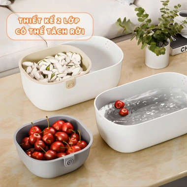 Hộp Đựng Đồ Ăn 2 Tầng Thông Minh BX68 - Tách Vỏ Nhanh, Giữ Bàn Sạch, Giá 49.000₫ 2