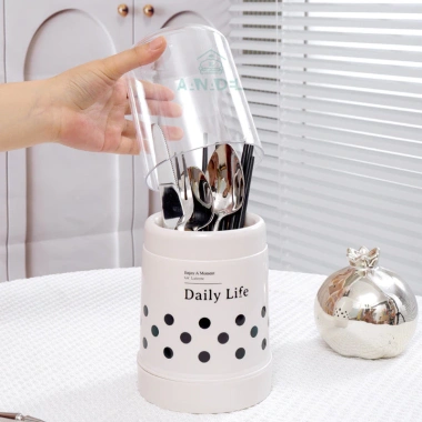 Hộp đựng đồ ăn gia đình Aanadel có ống thoát nước, ngăn đũa thìa nĩa, tiết kiệm không gian, giá 49.600 VND