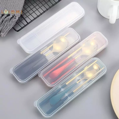 Hộp đựng đồ ăn tái sử dụng trong suốt, khe cắm, dao kéo thực tế, phù hợp du lịch–Hot