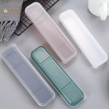 Hộp đựng đồ ăn tái sử dụng trong suốt, khe cắm, dao kéo thực tế, phù hợp du lịch–Hot