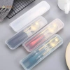 Hộp đựng đồ ăn tái sử dụng trong suốt, khe cắm, dao kéo thực tế, phù hợp du lịch–Hot 3