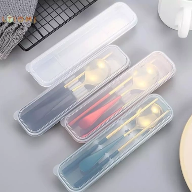 Hộp đựng đồ ăn tái sử dụng trong suốt, khe cắm, dao kéo thực tế, phù hợp du lịch–Hot
