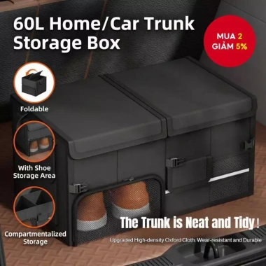 Hộp đựng đồ cốp xe ô tô 60L gập lại, ngăn giày, ngăn cách tổ chức, đa năng nhà, thể thao, du lịch - 443.300 VND