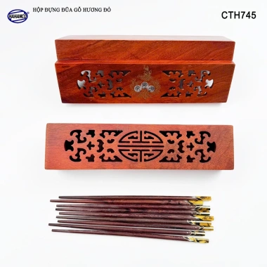 Hộp đựng đũa gỗ hương đỏ đục khắc tinh tế - Sang trọng, ưu đãi 90k CTH745