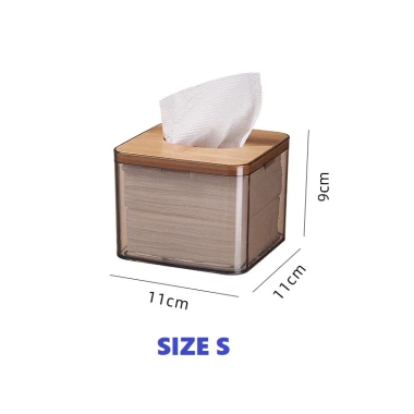 Hộp đựng giấy ăn nhựa trong suốt nắp tre gỗ - Sang trọng, đa dạng kích thước, giá 22.000 VND