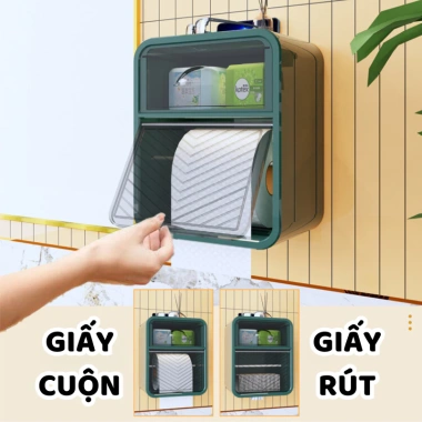 Hộp đựng giấy đa năng treo tường BOLI HOUSE dùng cho giấy rút và cuộn, tiện lợi 3