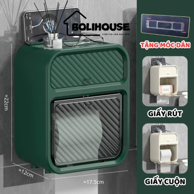 Hộp đựng giấy đa năng treo tường BOLI HOUSE dùng cho giấy rút và cuộn, tiện lợi 10