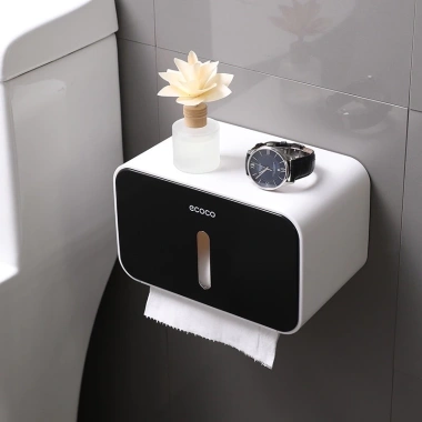Hộp Đựng Giấy Dán Tường Ecoco E1.903 Chống Thấm Nước - Nhựa ABS Bảo Vệ Giấy Nhà Vệ Sinh 3