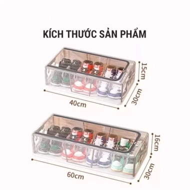 Hộp Đựng Giày Dép Gấp Gọn Vải Lưới PVC Dày, Khung Thép Chịu Lực, Ngăn Kéo, Khóa Kín Chống Bụi